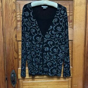 Notations special occasion blouse with mock tank and glittering jacket size L